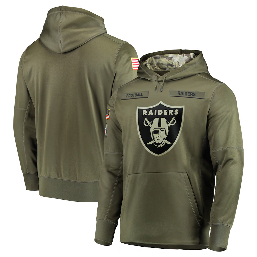 tocy LV.Raiders Olive Salute to Service Pullover Hoodies Home Game Blank Player Stitched Jerseys