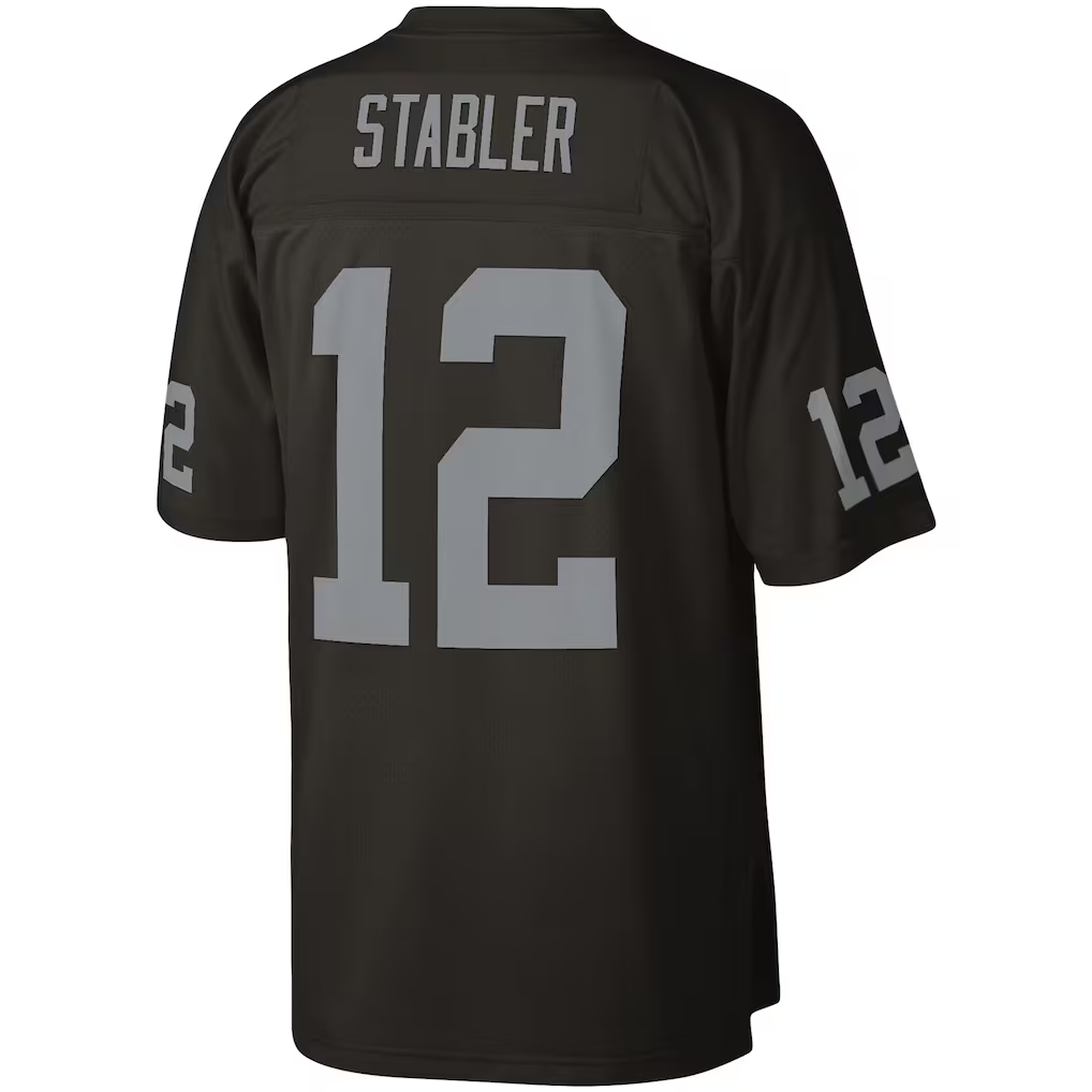 tocy LV.Raiders #12 Ken Stabler Mitchell & Ness Black Legacy Replica Jersey