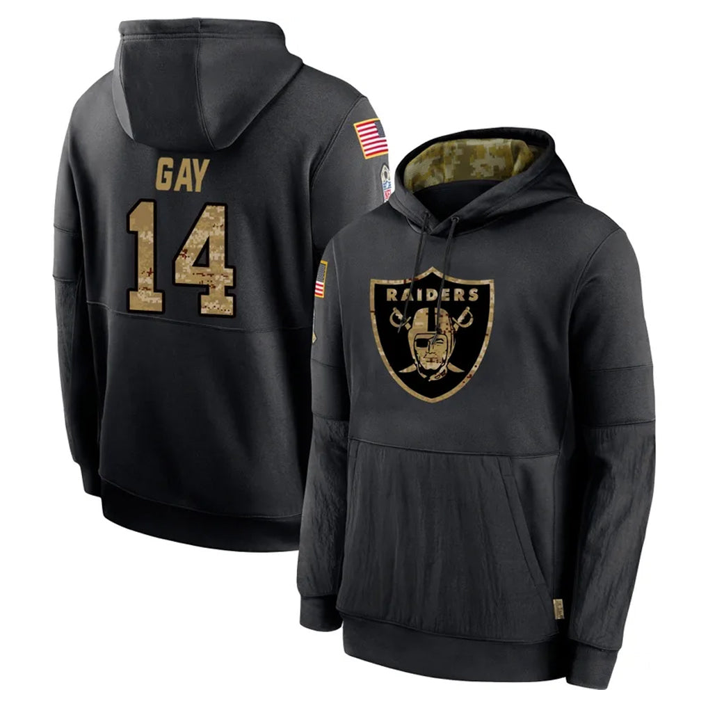 tocy LV.Raiders #14 Matt Gay Player Black Salute to Service Hoodies Limited Game Stitched Jerseys