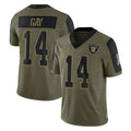 tocy LV.Raiders #14 Matt Gay Player Olive Salute To Service Limited Game Stitched Jerseys