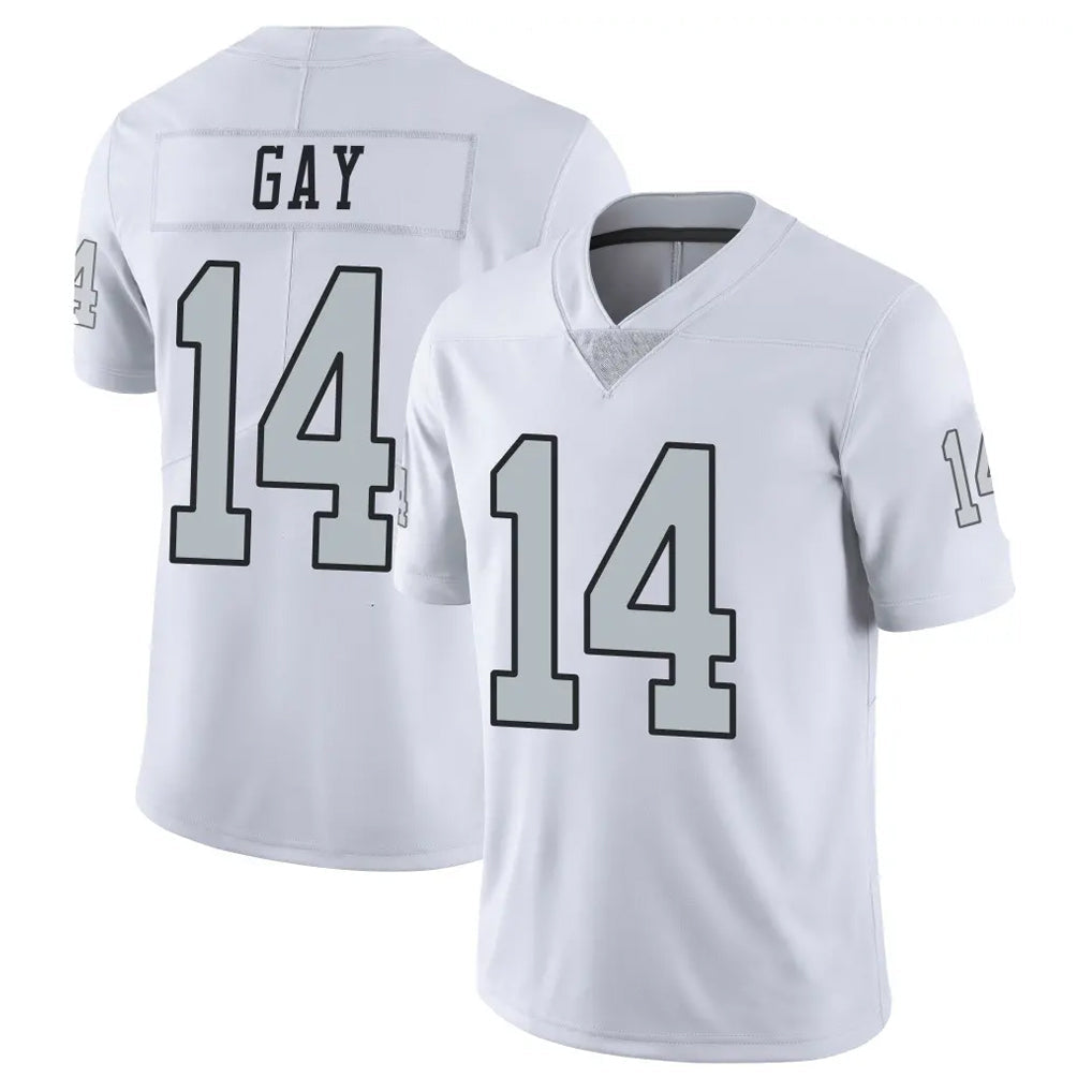 tocy LV.Raiders #14 Matt Gay Player White Limited Color Rush Home Game Stitched Jerseys