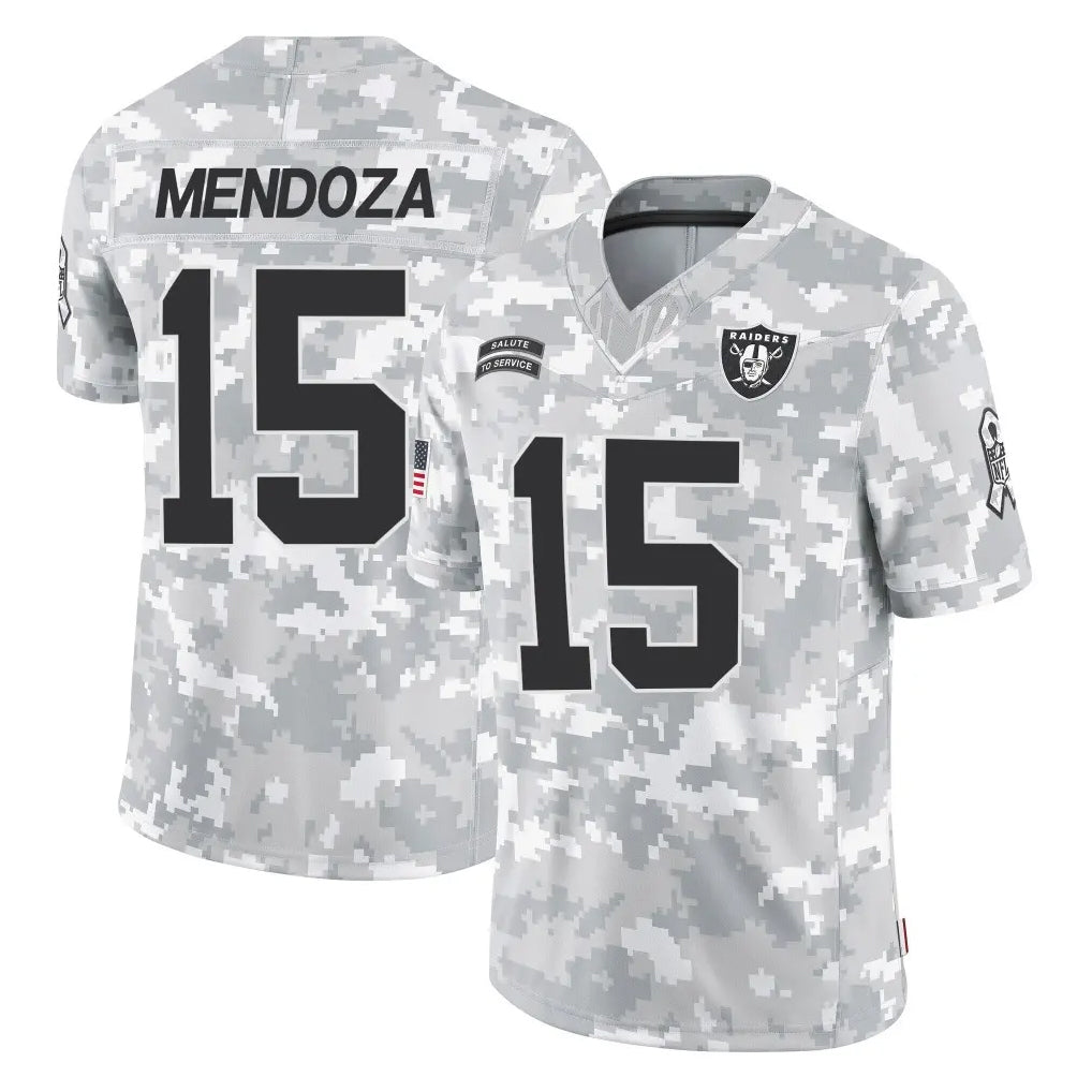 tocy LV.Raiders #15 Fernando Mendoza Player Arctic Camo Salute To Service Limited Game Stitched Jerseys