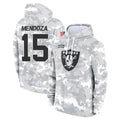 tocy LV.Raiders #15 Fernando Mendoza Player Arctic Camo Salute to Service Hoodies Limited Game Stitched Jerseys