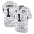 tocy LV.Raiders #1 Tre Tucker Player Arctic Camo Salute To Service Limited Game Stitched Jerseys