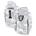 tocy LV.Raiders #1 Tre Tucker Player Arctic Camo Salute to Service Hoodies Limited Game Stitched Jerseys