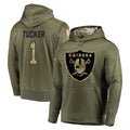 tocy LV.Raiders #1 Tre Tucker Player Olive Salute to Service Pullover Hoodies Home Game Stitched Jerseys