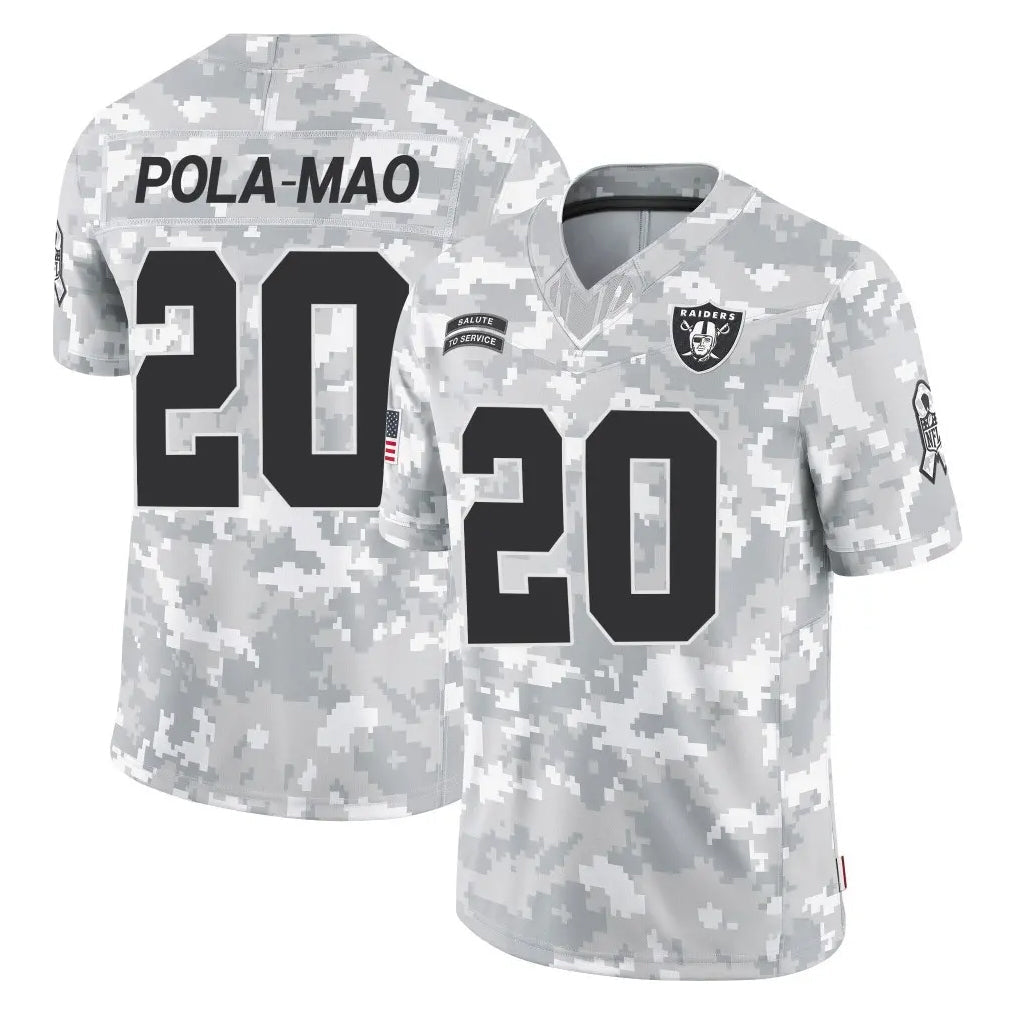 tocy LV.Raiders #20 Isaiah Pola-Mao Player Arctic Camo Salute To Service Limited Game Stitched Jerseys
