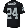 tocy LV.Raiders #24 Charles Woodson Mitchell & Ness Black Legacy Replica Jersey Stitched Puhic