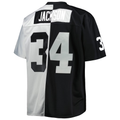 tocy LV.Raiders #34 Bo Jackson Mitchell & Ness BlackSilver Big & Tall Split Legacy Retired Player Replica Jersey