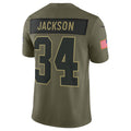 tocy LV.Raiders #34 Bo Jackson Player Salute To Service Limited Olive Stitched Jerseys