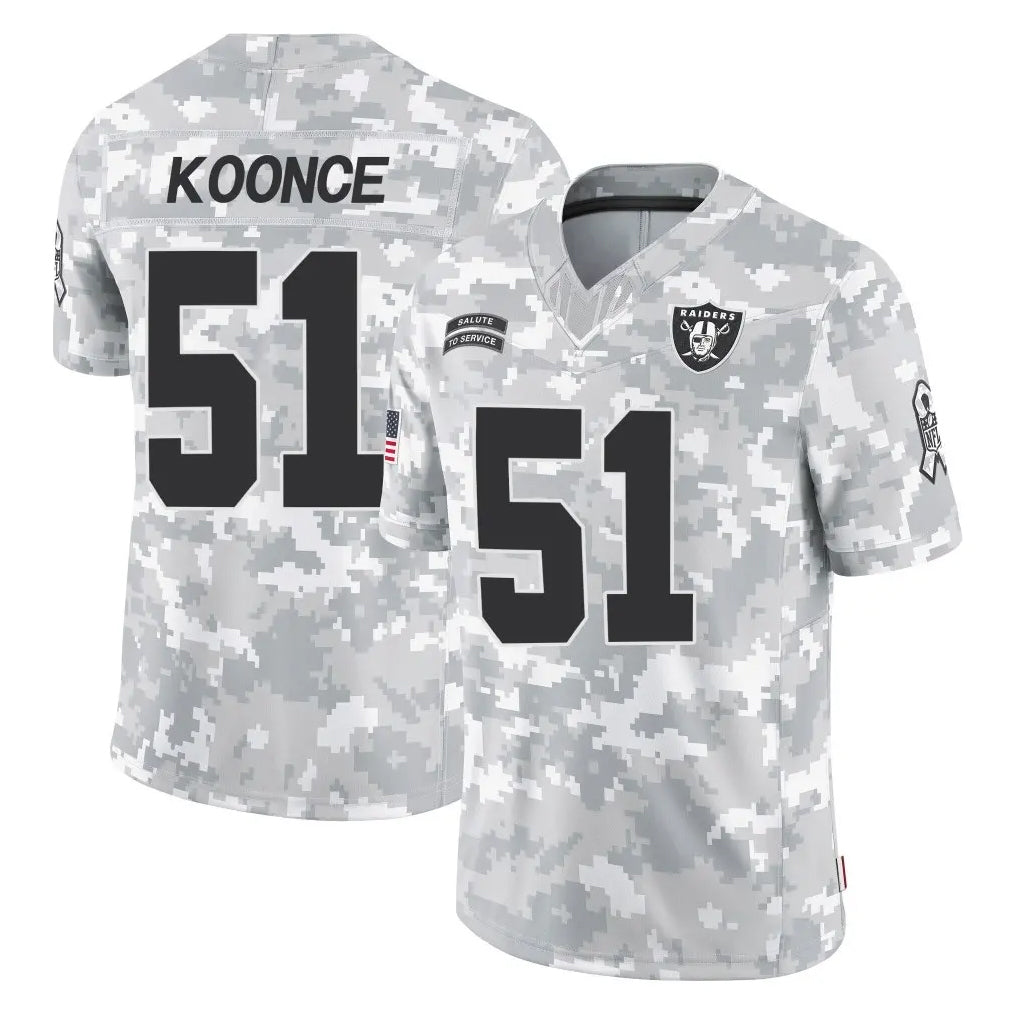 tocy LV.Raiders #51 Malcolm Koonce Player Arctic Camo Salute To Service Limited Game Stitched Jerseys
