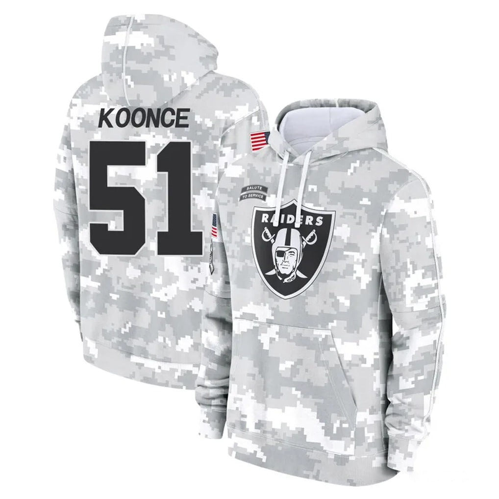 tocy LV.Raiders #51 Malcolm Koonce Player Arctic Camo Salute to Service Hoodies Limited Game Stitched Jerseys