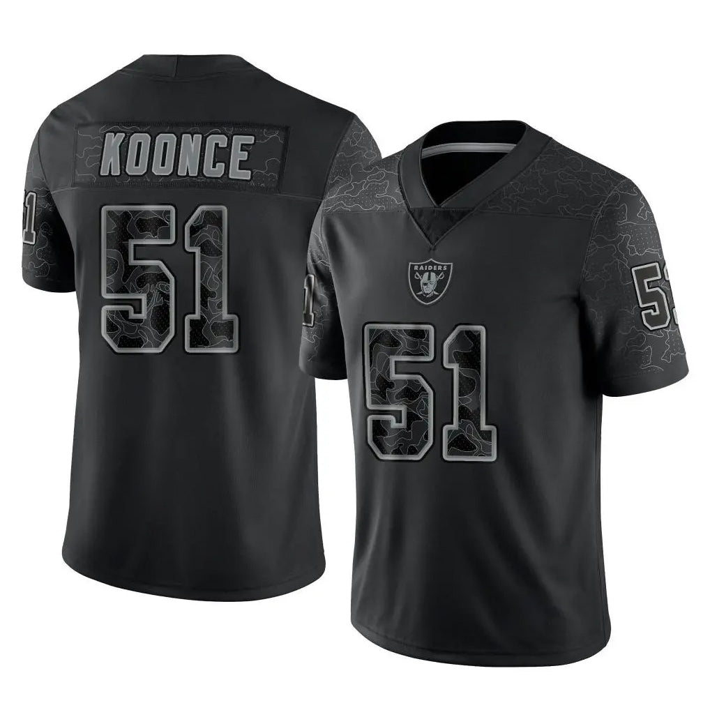 tocy LV.Raiders #51 Malcolm Koonce Player Black Reflective Limited Game Stitched Jerseys