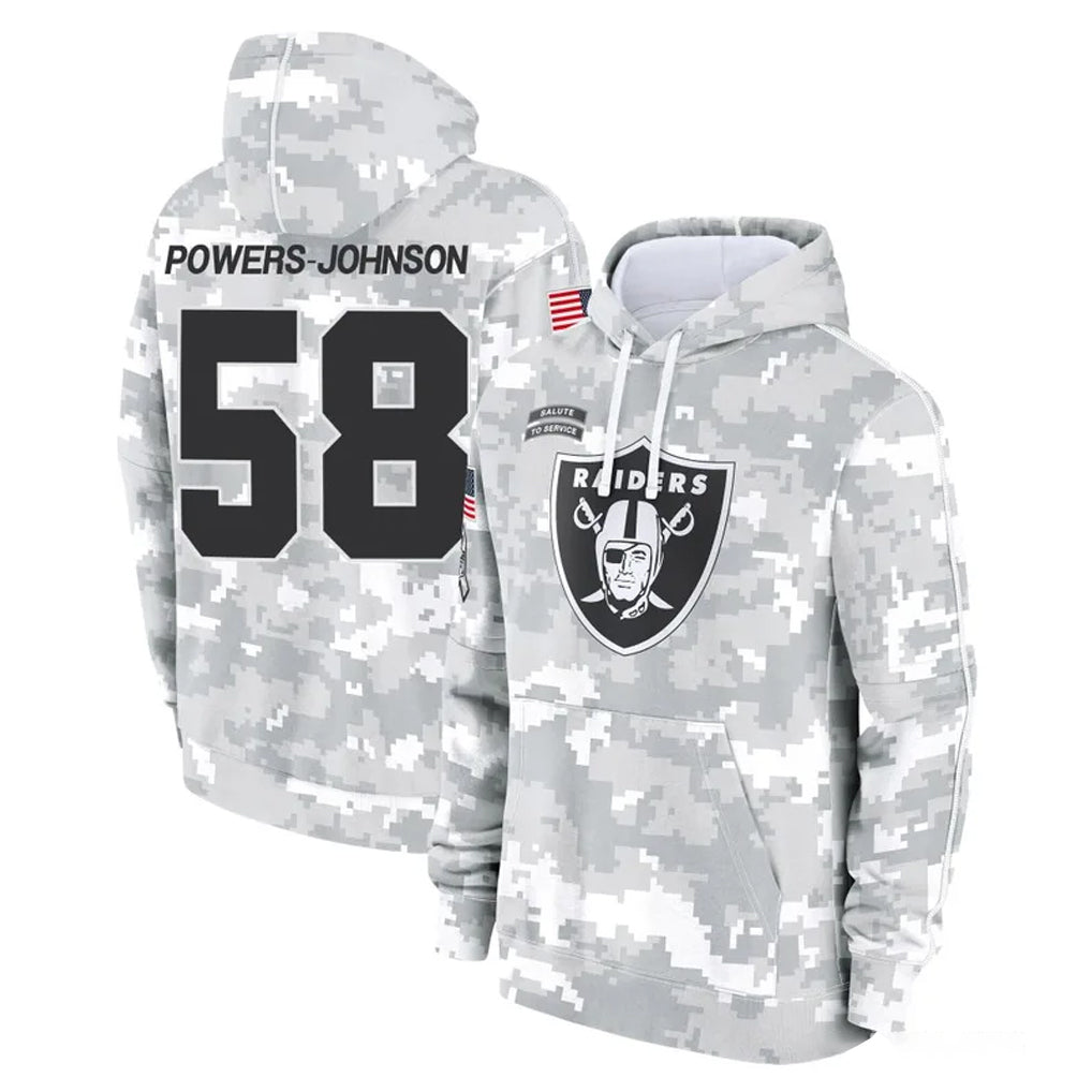 tocy LV.Raiders #58 Jackson Powers-Johnson Player Arctic Camo Salute to Service Hoodies Limited Game Stitched Jerseys