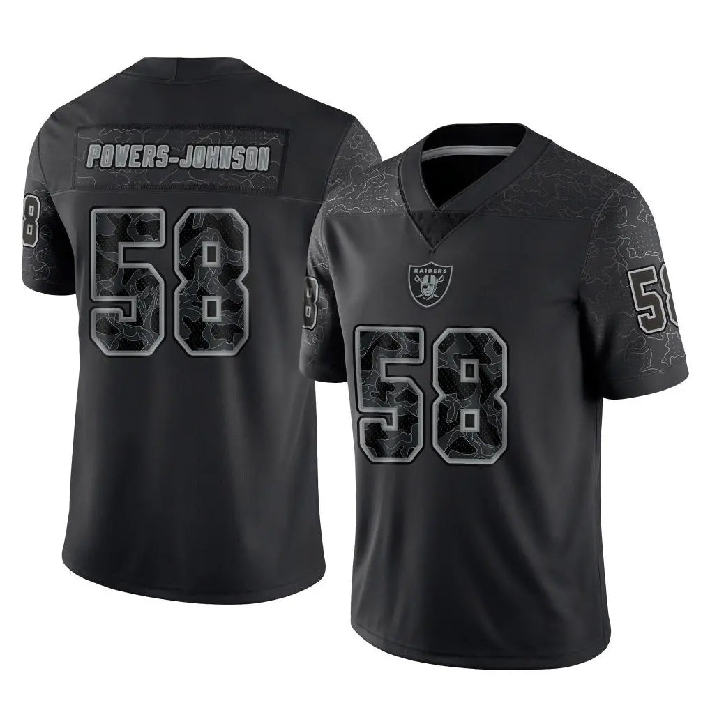 tocy LV.Raiders #58 Jackson Powers-Johnson Player Black Reflective Limited Game Stitched Jerseys
