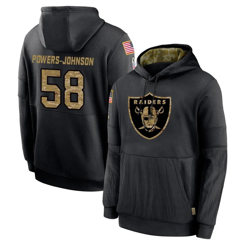 tocy LV.Raiders #58 Jackson Powers-Johnson Player Black Salute to Service Hoodies Limited Game Stitched Jerseys