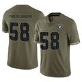 tocy LV.Raiders #58 Jackson Powers-Johnson Player Olive Salute To Service Limited Stitched Jerseys