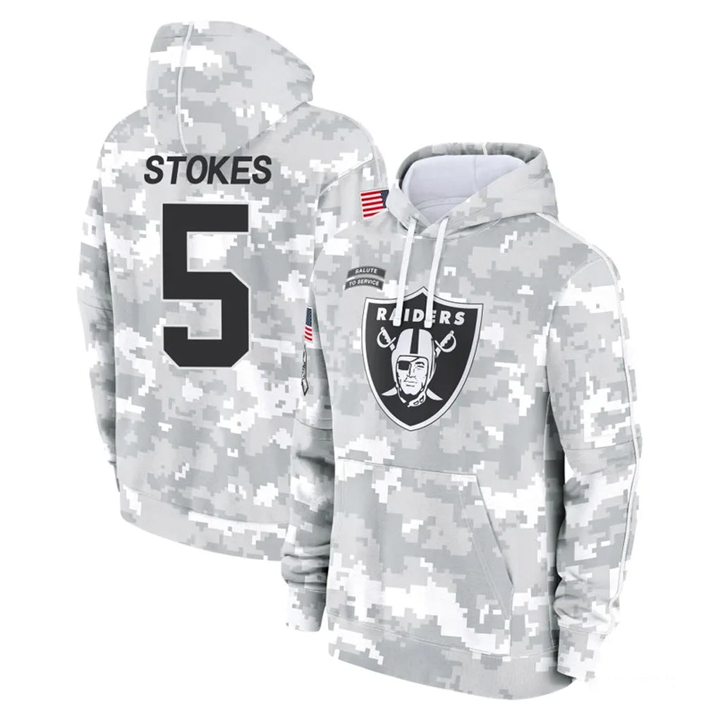 tocy LV.Raiders #5 Eric Stokes Player Arctic Camo Salute to Service Hoodies Limited Game Stitched Jerseys