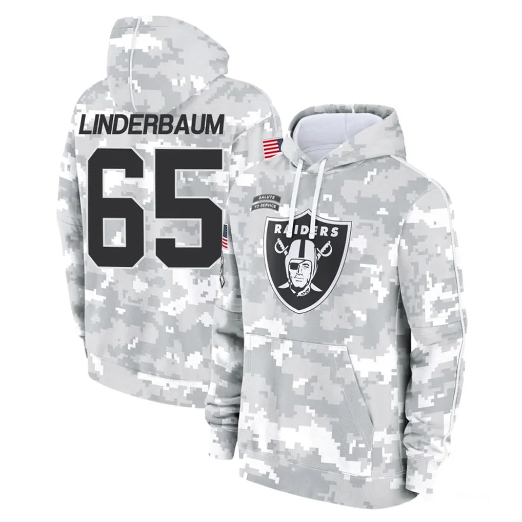 tocy LV.Raiders #65 Tyler Linderbaum Player Arctic Camo Salute to Service Hoodies Limited Game Stitched Jerseys