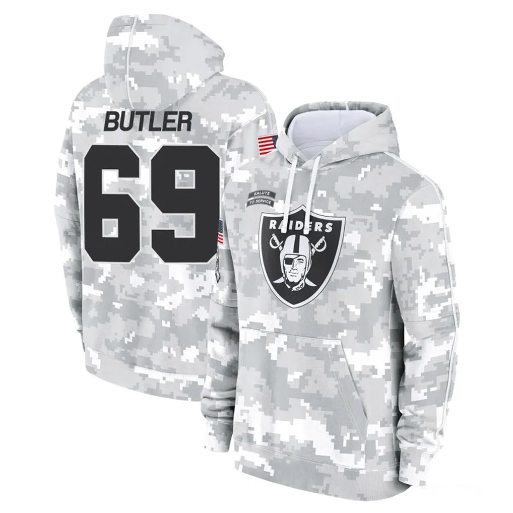 tocy LV.Raiders #69 Adam Butler Player Arctic Camo Salute to Service Hoodies Limited Game Stitched Jerseys