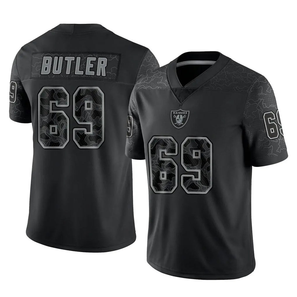 tocy LV.Raiders #69 Adam Butler Player Black Reflective Limited Game Stitched Jerseys