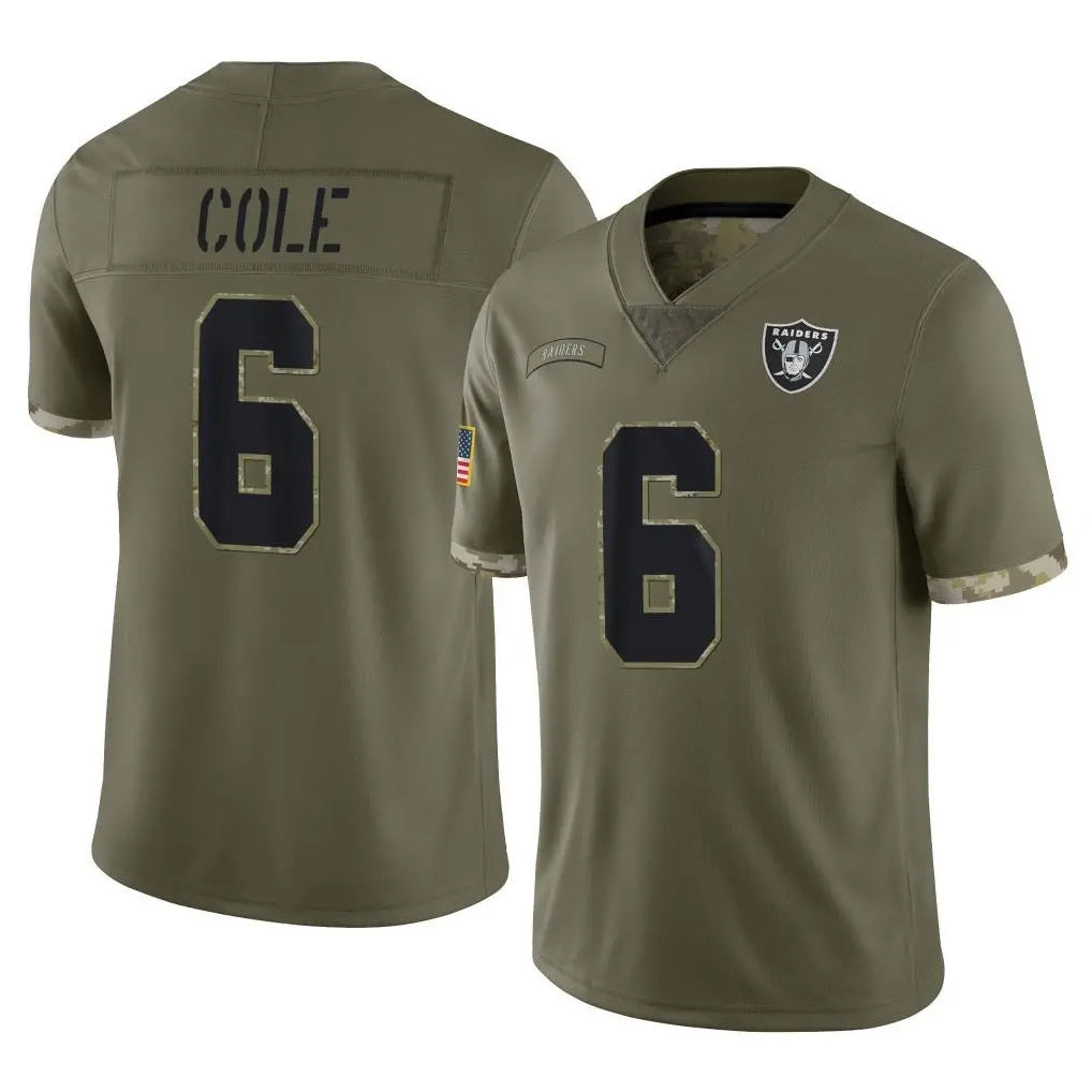 tocy LV.Raiders #6 A.J. Cole Player Olive Salute To Service Limited Stitched Jerseys