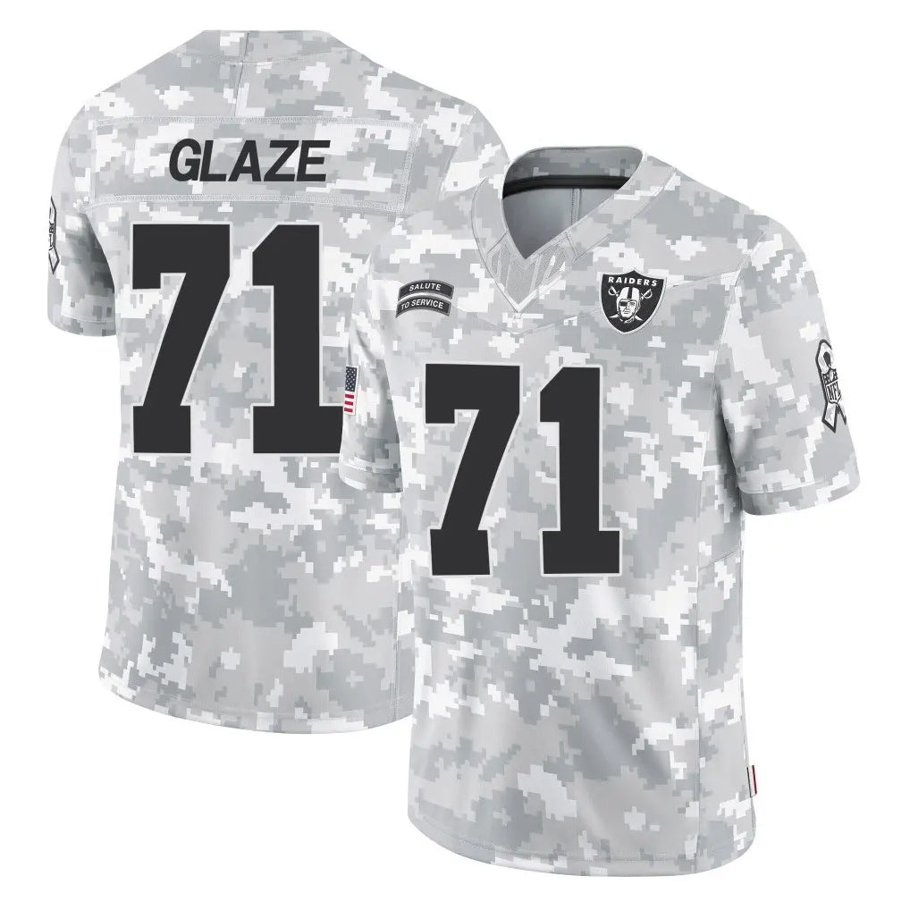tocy LV.Raiders #71 DJ Glaze Player Arctic Camo Salute To Service Limited Game Stitched Jerseys