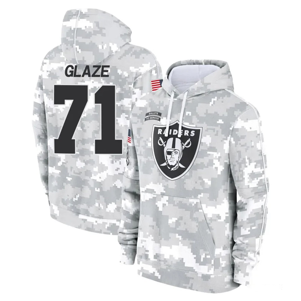 tocy LV.Raiders #71 DJ Glaze Player Arctic Camo Salute to Service Hoodies Limited Game Stitched Jerseys