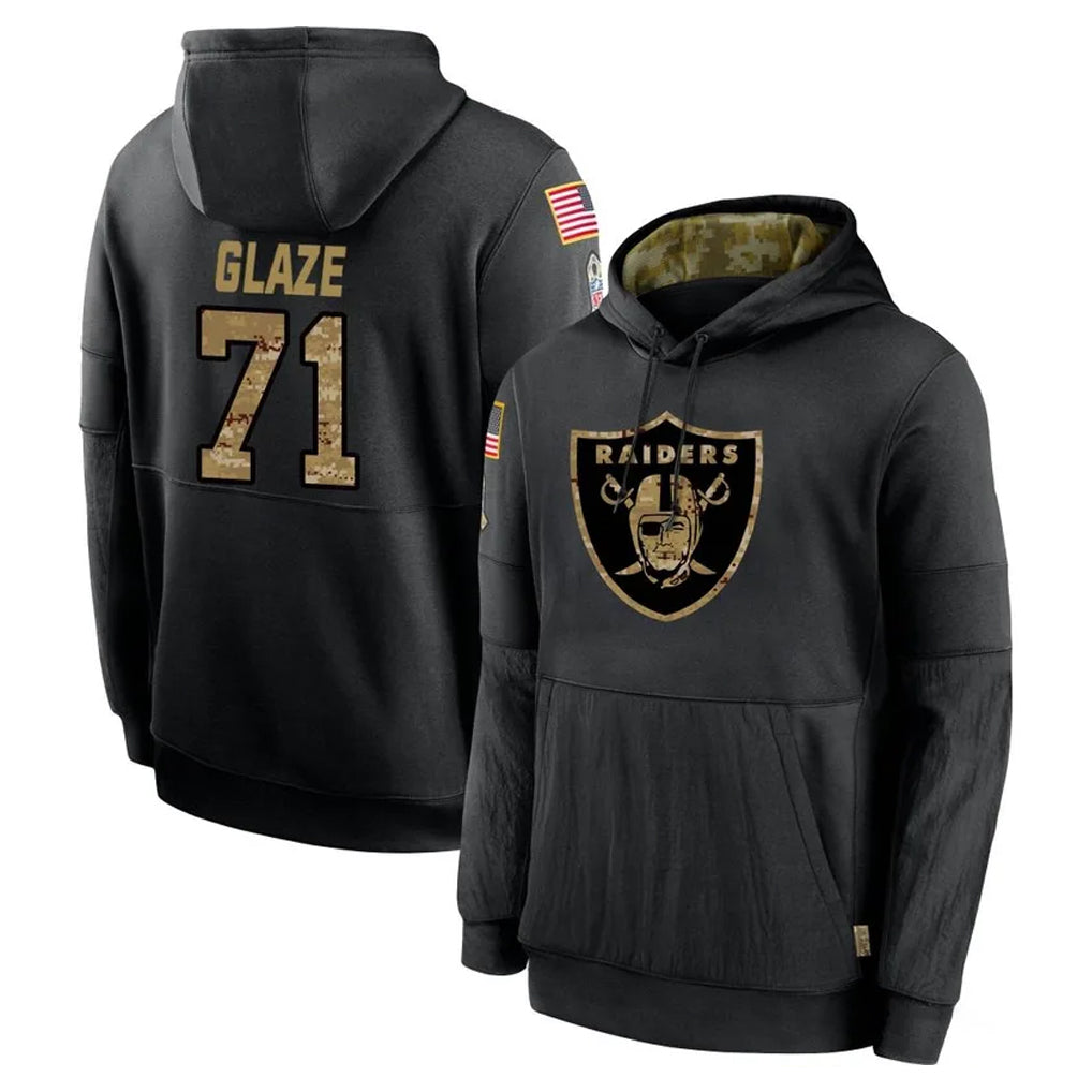tocy LV.Raiders #71 DJ Glaze Player Black Salute to Service Hoodies Limited Game Stitched Jerseys