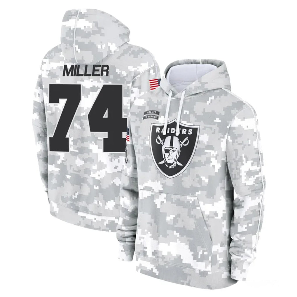 tocy LV.Raiders #74 Kolton Miller Player Arctic Camo Salute to Service Hoodies Limited Game Stitched Jerseys