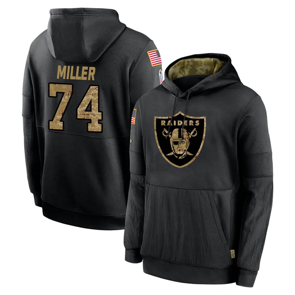 tocy LV.Raiders #74 Kolton Miller Player Black Salute to Service Hoodies Limited Game Stitched Jerseys