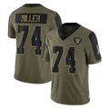 tocy LV.Raiders #74 Kolton Miller Player Olive Salute To Service Limited Game Stitched Jerseys