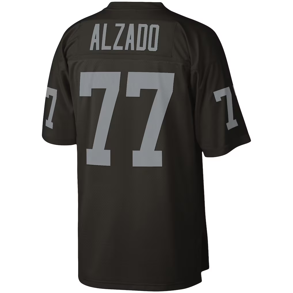 tocy LV.Raiders #77 Lyle Alzado Mitchell & Ness Black Legacy Replica Stitched Puhic  Jersey