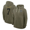 tocy LV.Raiders #7 Quay Walker Player Olive Salute to Service Pullover Hoodies Limited Stitched Jerseys