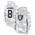 tocy LV.Raiders #8 Kirk Cousins Player Arctic Camo Salute to Service Hoodies Limited Game Stitched Jerseys