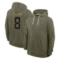 tocy LV.Raiders #8 Kirk Cousins Player Olive Salute to Service Pullover Hoodies Limited Stitched Jerseys