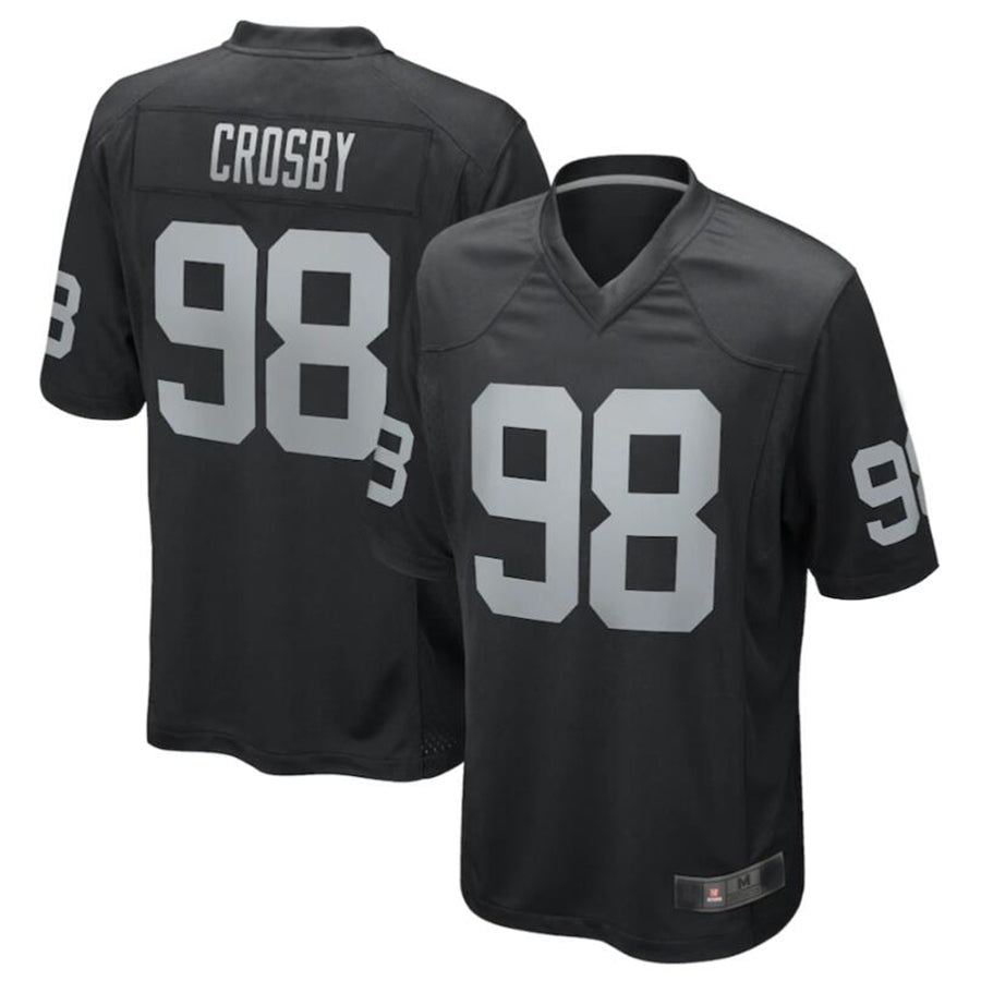 tocy LV.Raiders #98 Maxx Crosby Black Game Jersey American Stitched Jersey