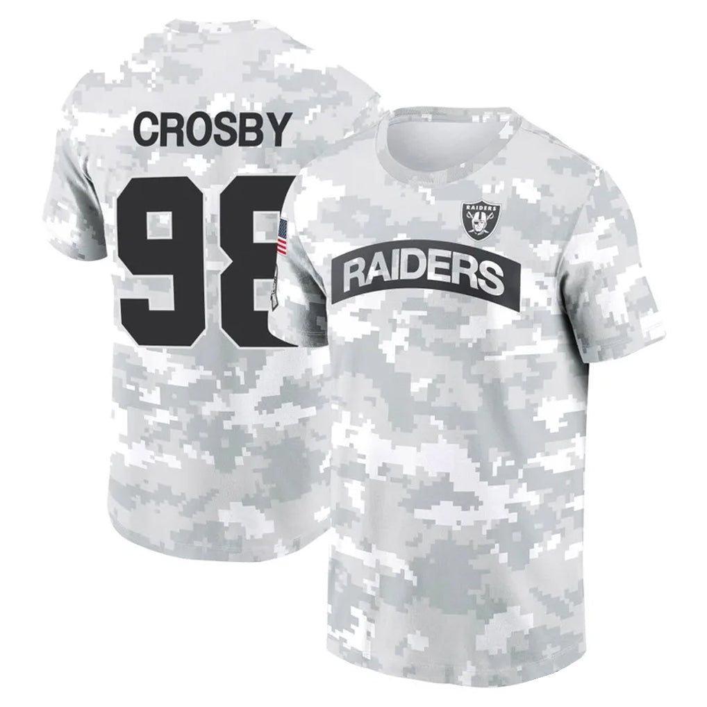tocy LV.Raiders #98 Maxx Crosby Player Black Salute to Service T-Shirts Stitched Jerseys