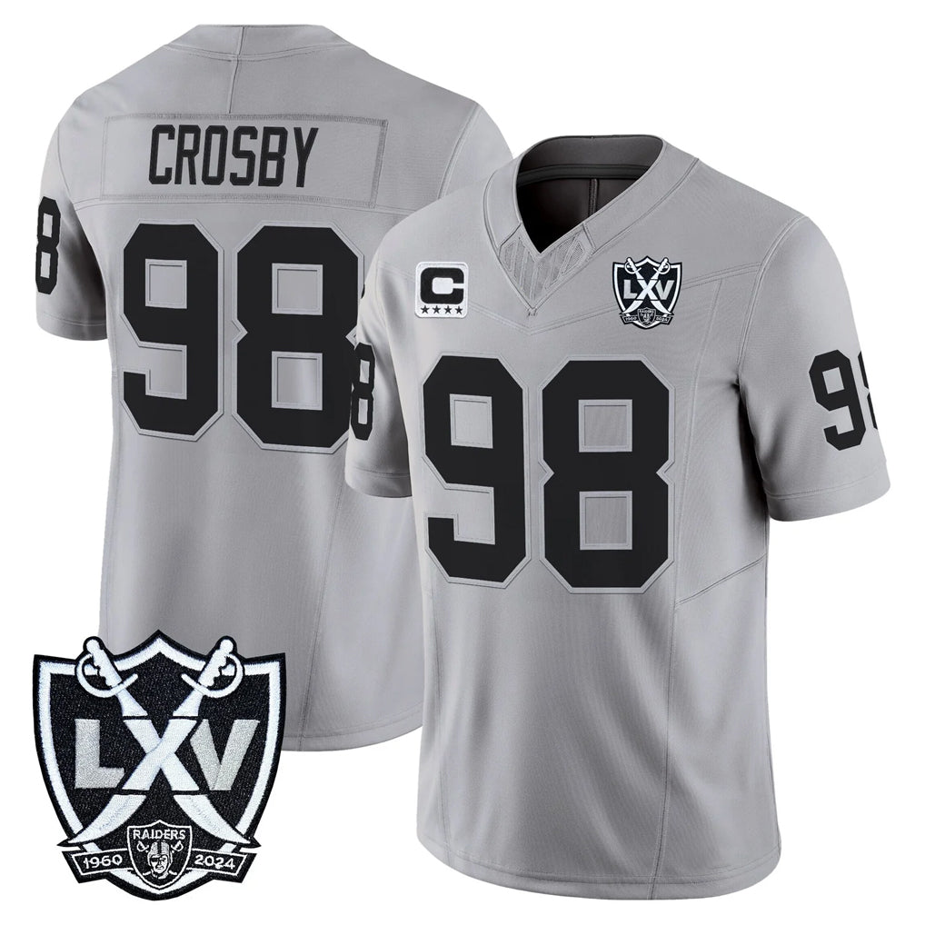 tocy LV.Raiders #98 Maxx Crosby Player Gray 2026 Vapor Limited Home Game Stitched Jerseys