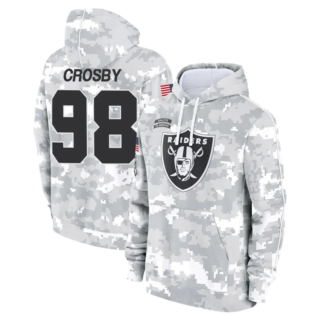 tocy LV.Raiders #98 Maxx Crosby Player Salute to Service Hoodies Stitched Jerseys
