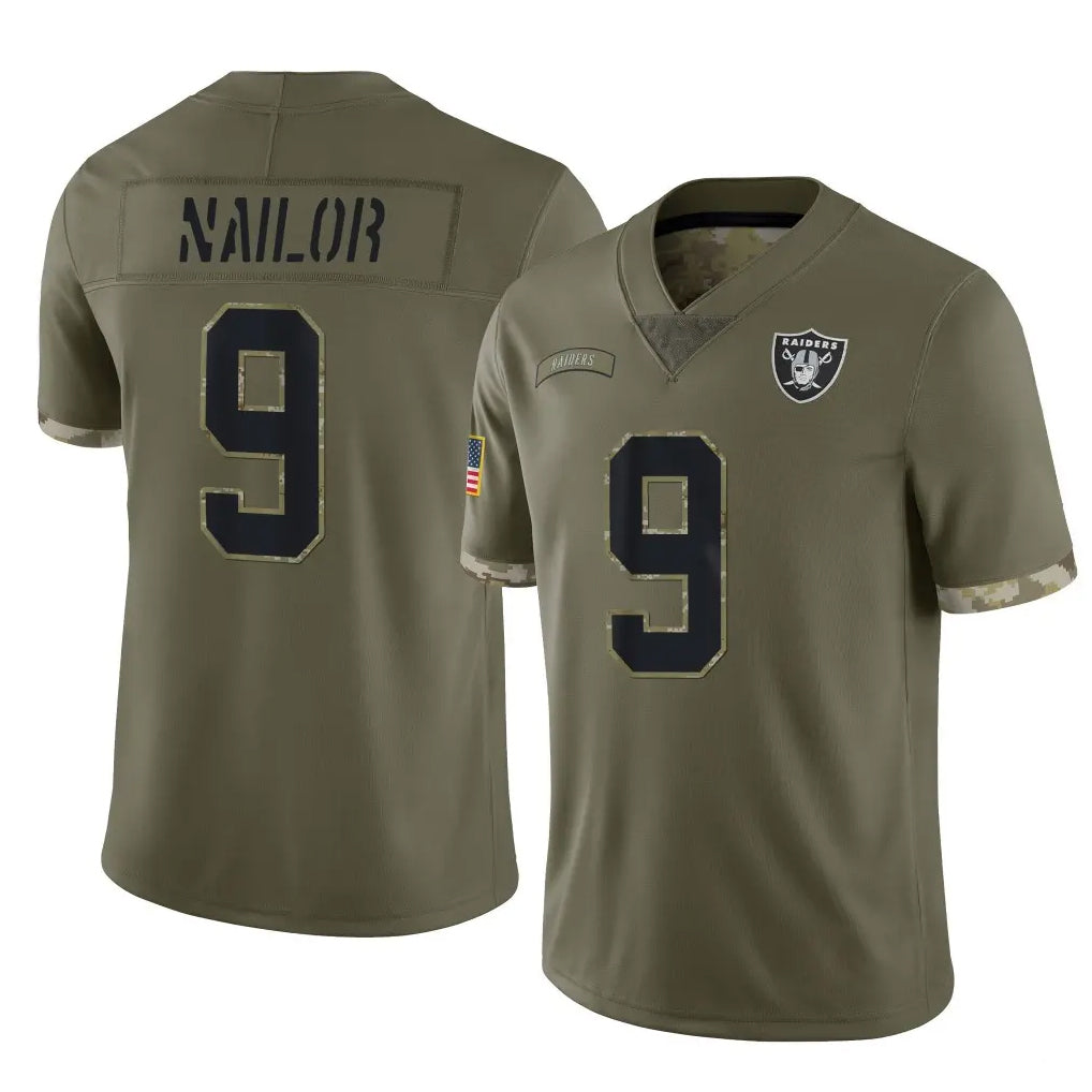 tocy LV.Raiders #9 Jalen Nailor Player Olive Salute To Service Limited Stitched Jerseys