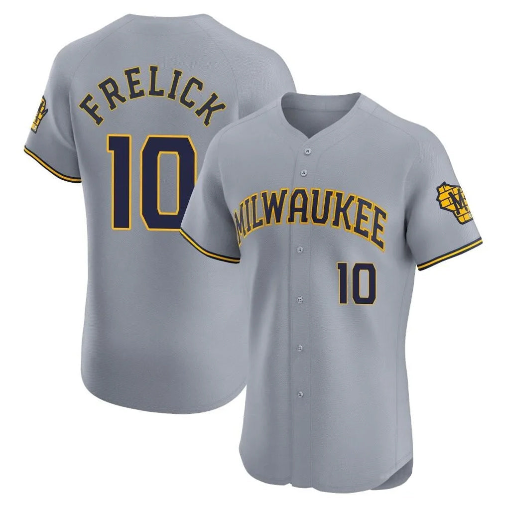 tocy M.Brewers #10 Sal Frelick Player Gray Home Limited Elite Stitched Jerseys