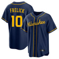 tocy M.Brewers #10 Sal Frelick Player Navy Home Game Stitched Jerseys