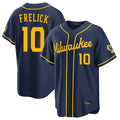 tocy M.Brewers #10 Sal Frelick Player Navy Home Stadium Game Stitched Jerseys