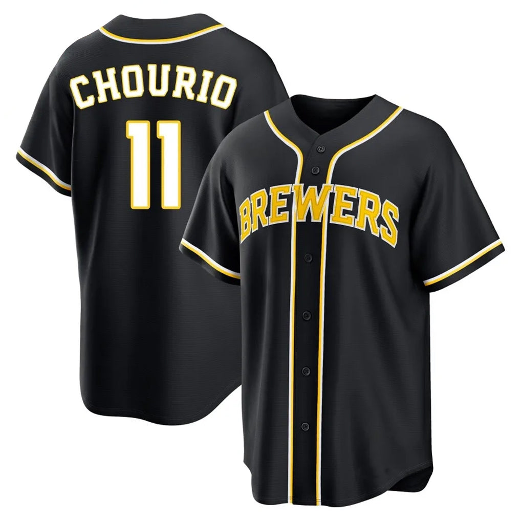 tocy M.Brewers M.Brewers #11 Jackson Chourio Player Black Fashion Out Home Game Stitched Jerseys Player Black Fashion Out Home Game Stitched Jerseys