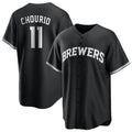 tocy M.Brewers #11 Jackson Chourio Player Black Game Home Stitched Jerseys