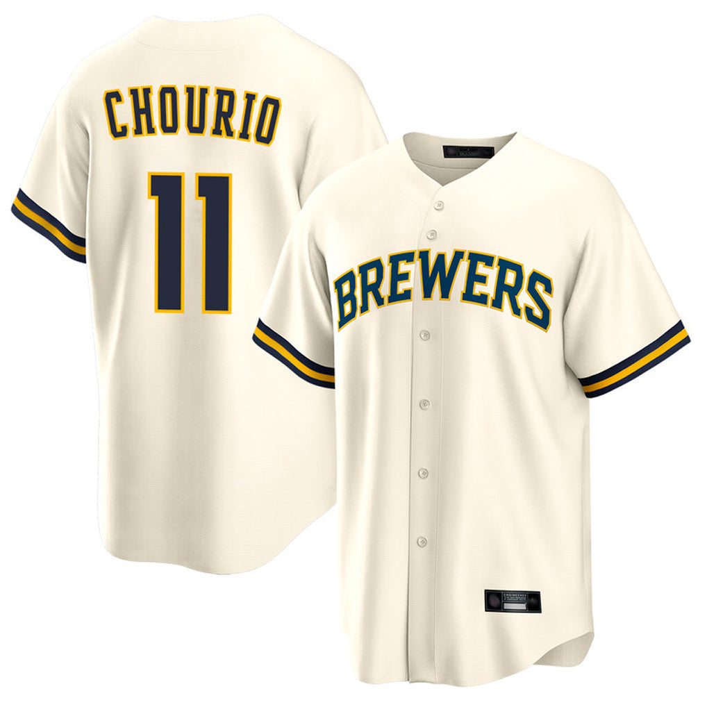 tocy M.Brewers #11 Jackson Chourio Player Cream Home Game Stitched Jerseys