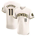 tocy M.Brewers #11 Jackson Chourio Player Cream Home Limited Elite Stitched Jerseys