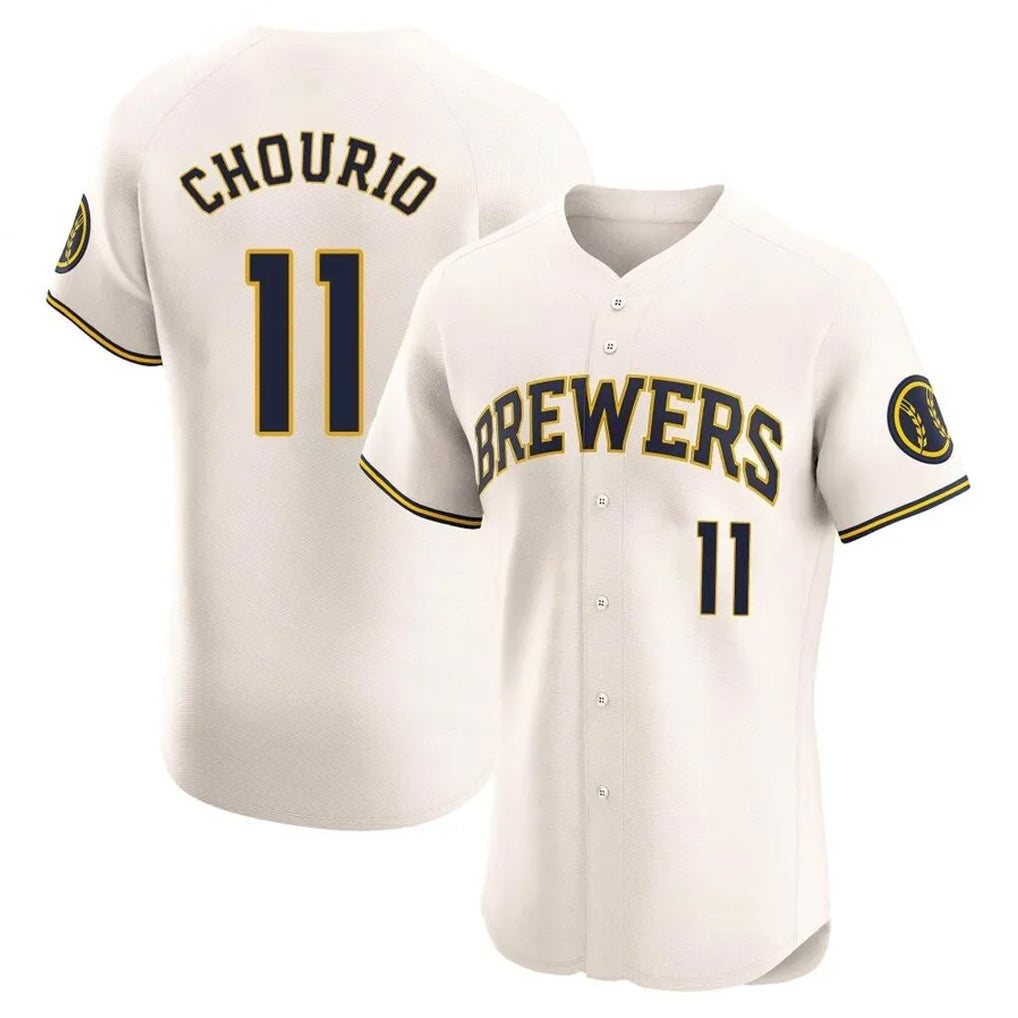 tocy M.Brewers #11 Jackson Chourio Player Cream Home Limited Elite Stitched Jerseys