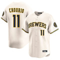 tocy M.Brewers #11 Jackson Chourio Player Cream Home Limited Game Stitched Jerseys